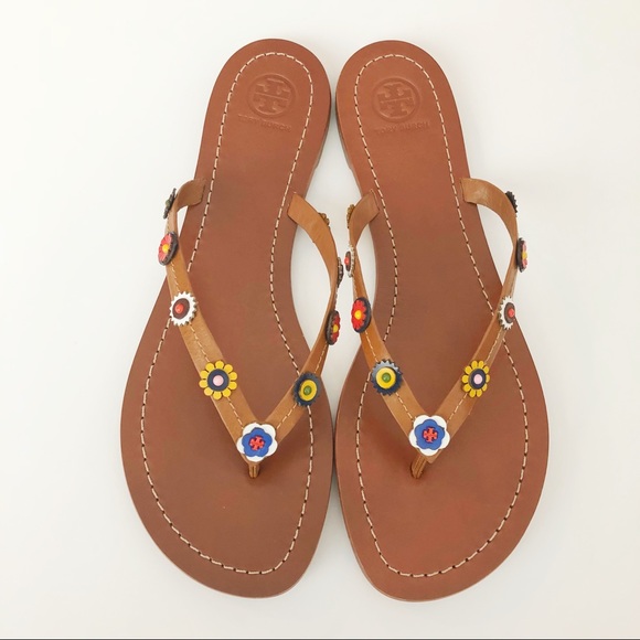 tory burch flower flip flops
